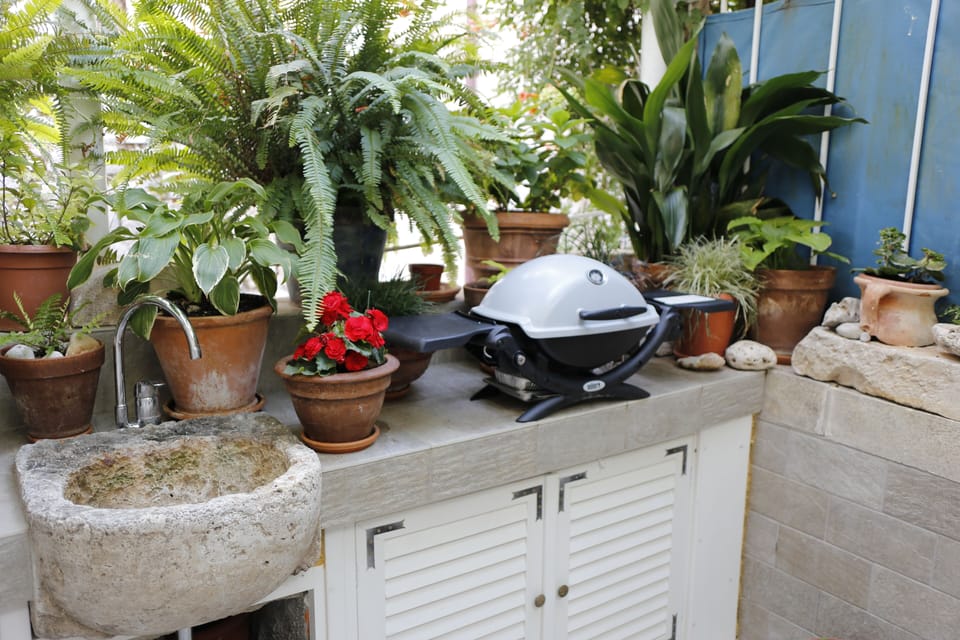 Balcony with grill.
