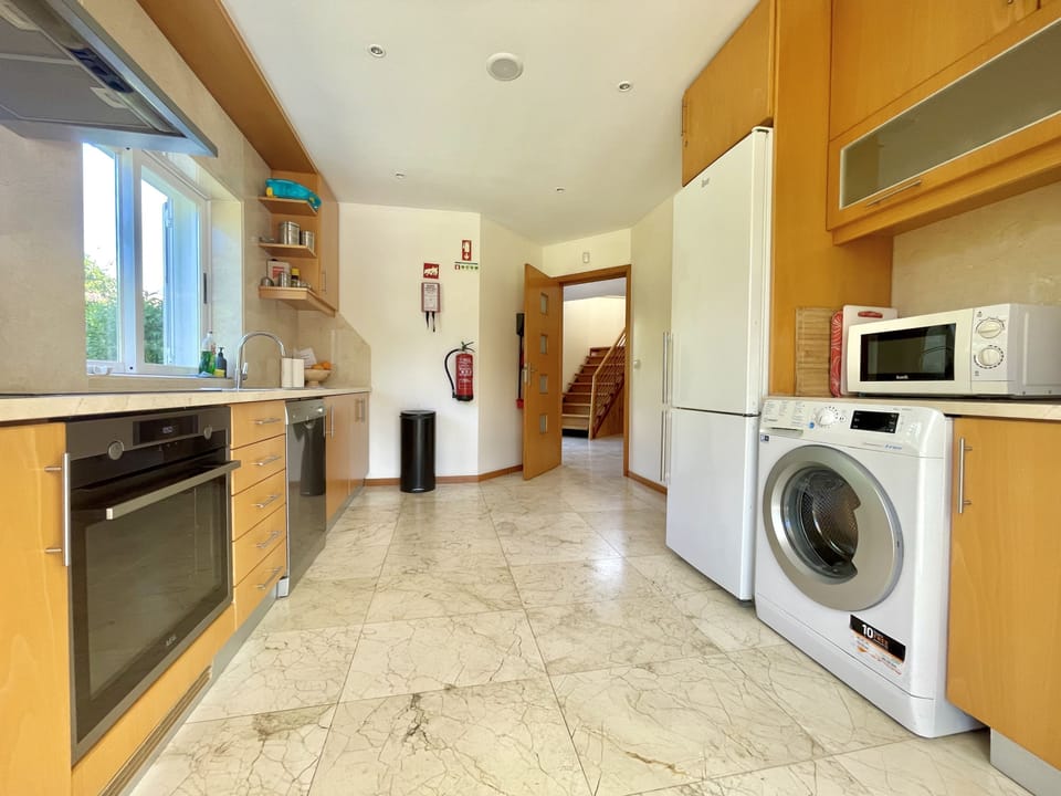Fully equipped kitchen with washing machine, dishwasher, oven & hob, microwave, large toaster, filter coffee machine, kettle and all utensils.