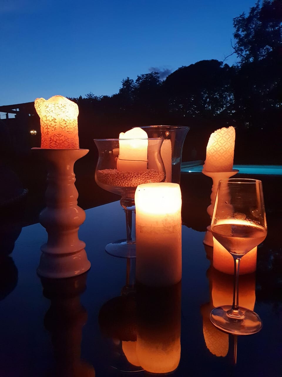 Warm evening with chilled wine