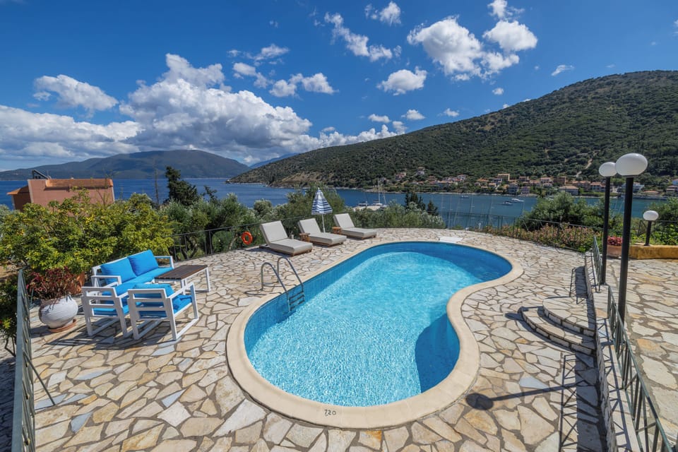 Relaxed coastal living at Villa Angali with sweeping views of Agia Efimia Bay