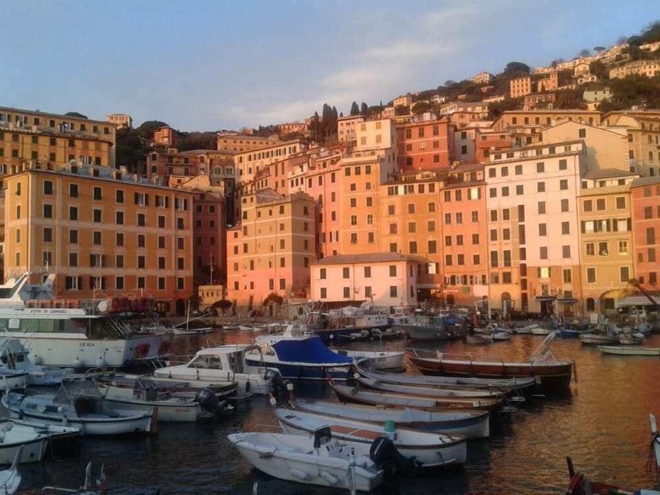 The harbor at sunset from the windows of the living room