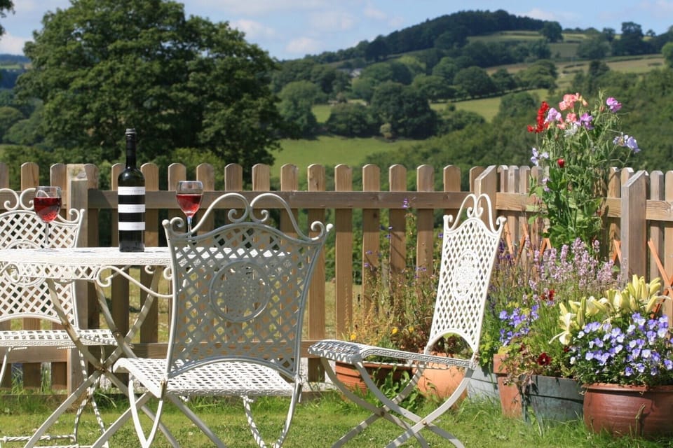Sitting out in the garden with a glass of wine