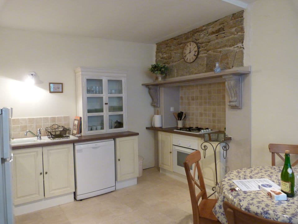 Kitchen and fireplace