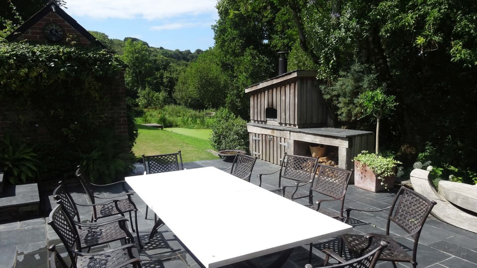 Patio with dining table
