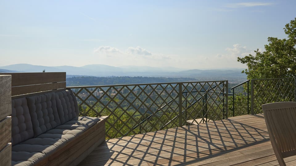 The terrace in front of the house