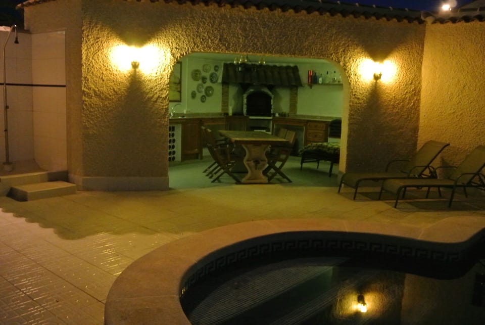 The outsider kitchen at night.