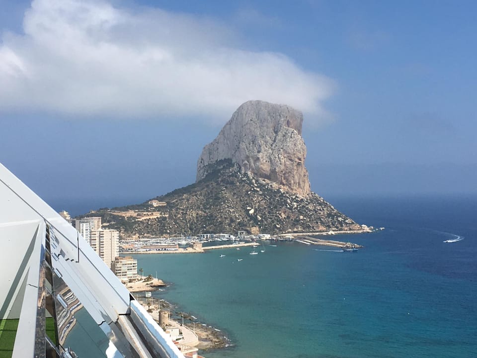 Calpe's Penon de Ifach from floor 29 of the Hotel Suitopia