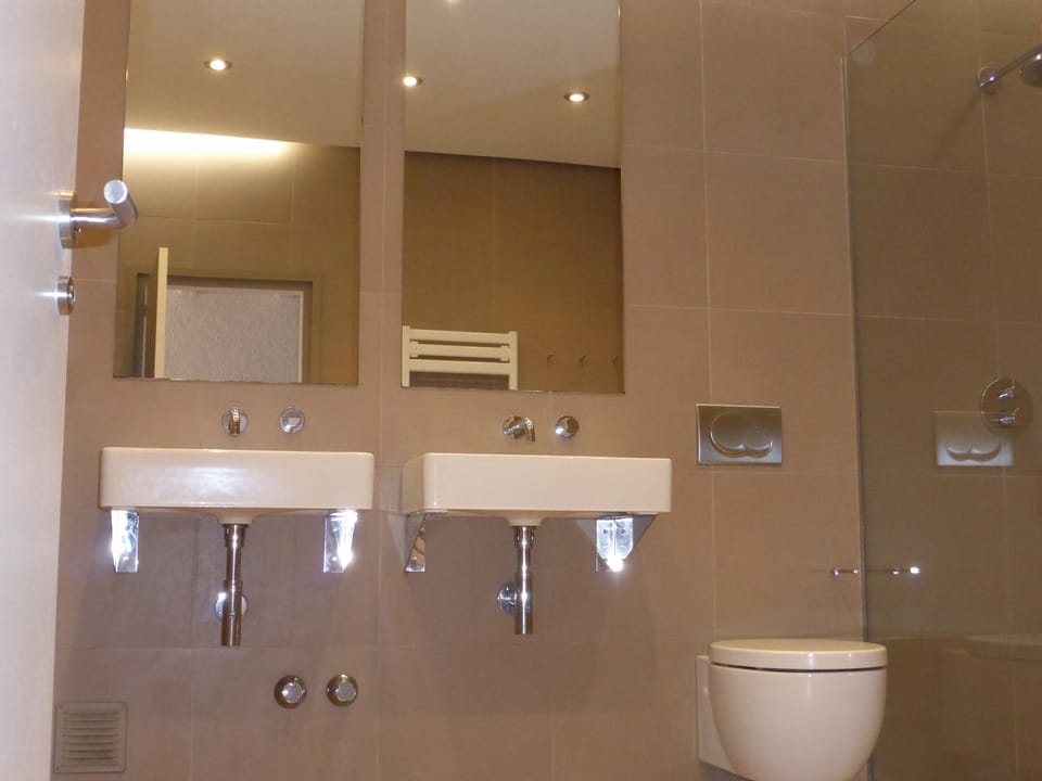 Entrance hall bathroom walk in double shower.