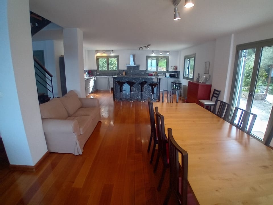 Main upstairs living space - open plan large dining area, kitchen and lounge
