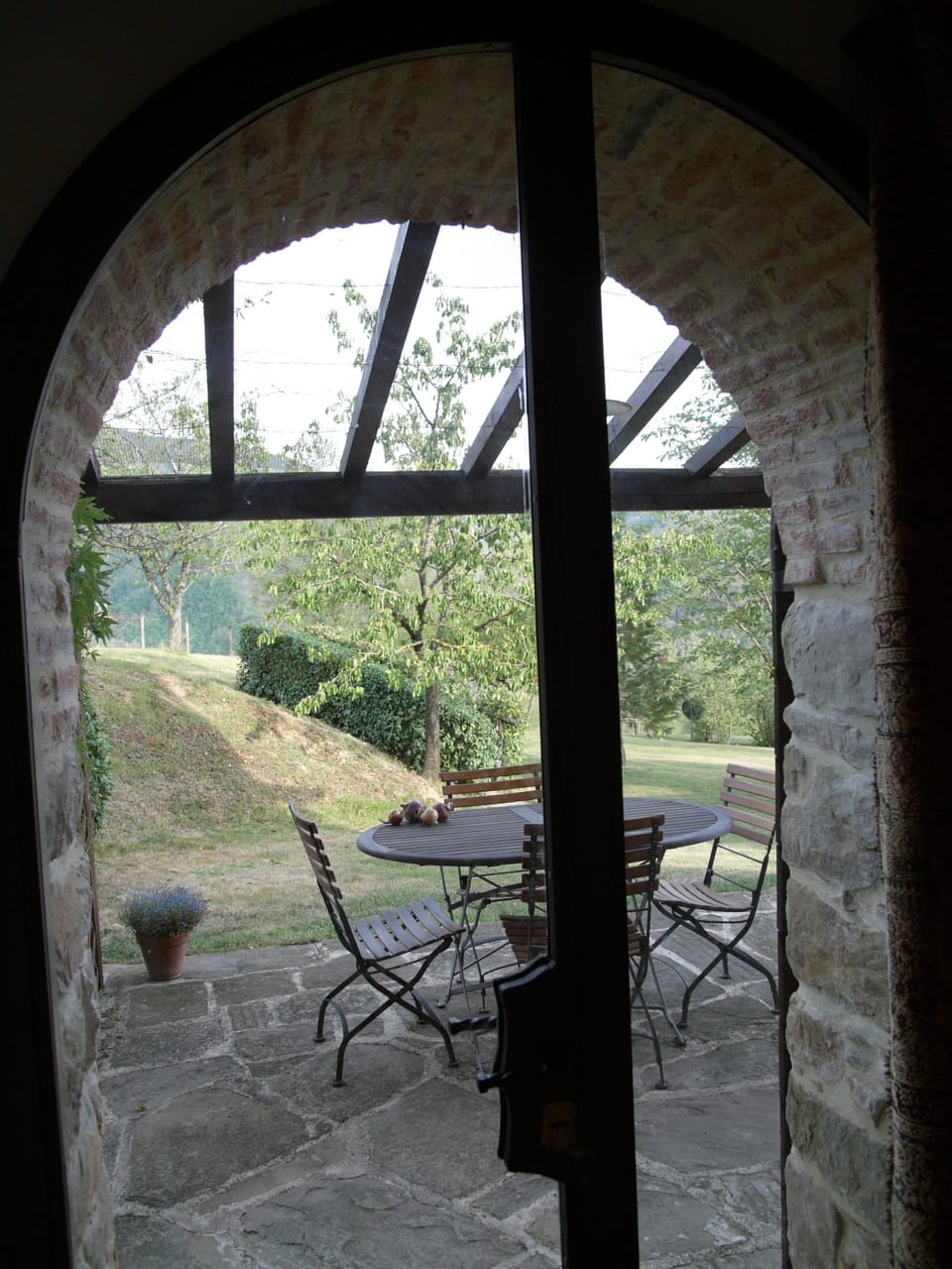 View from inside looking east to breakfast patio