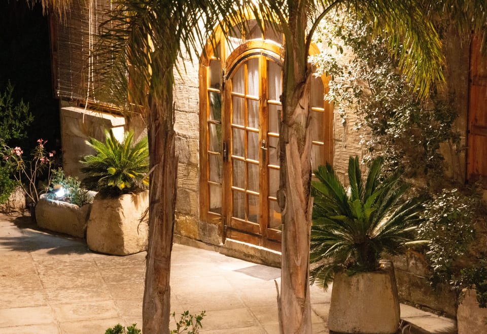 Cottage entrance (at night)