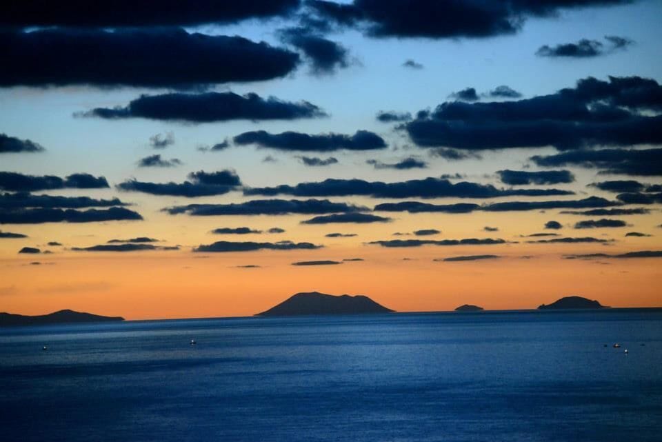 Fantastic sunset overlooking the Eolie's Island.