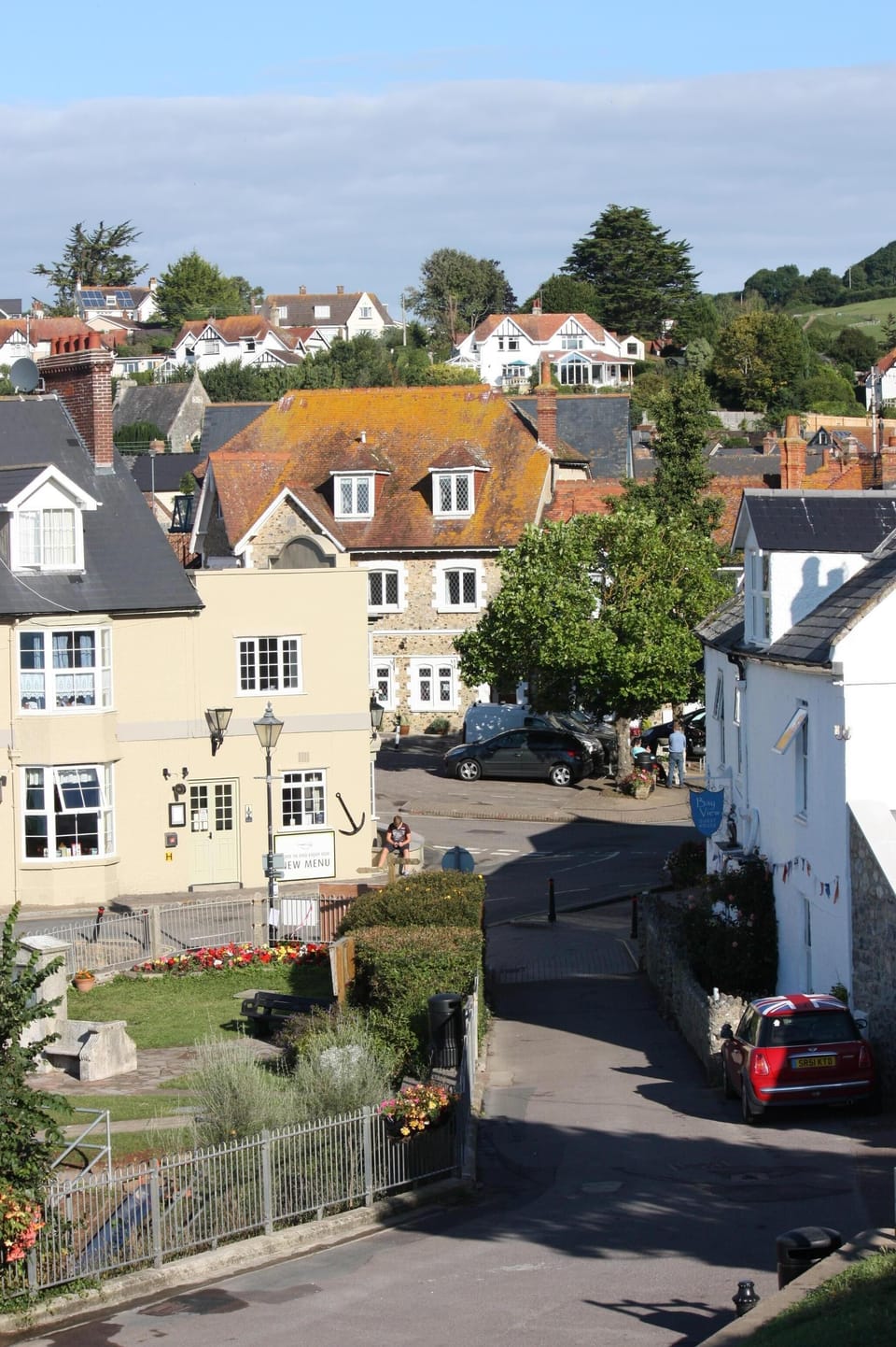 View towards Crabpot Cottage (centre of photo) taken from the Gardens.