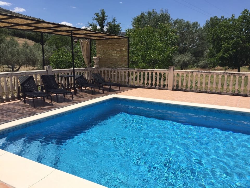 Shady end of the pool terrace