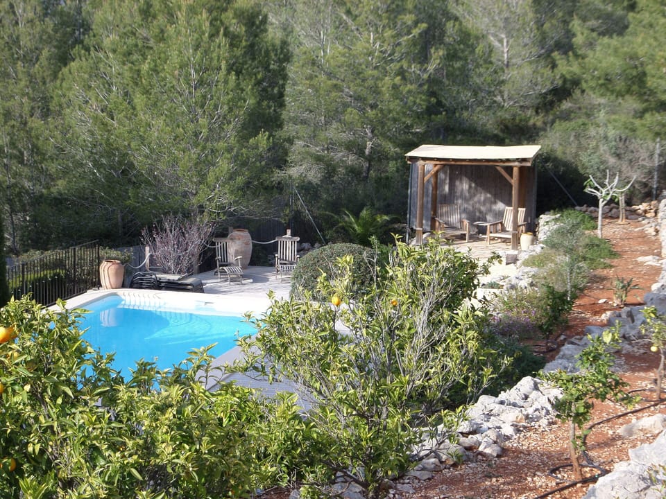 Pool and pergola from taken from upper garden 