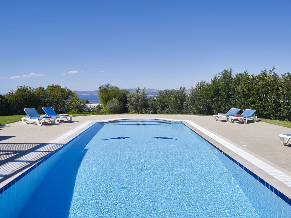 Infinity view from pool out over the bay