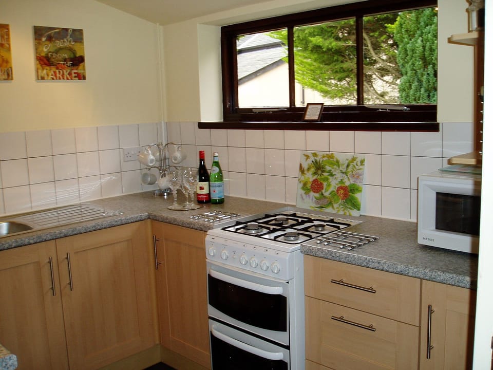 The sunny well equipped kitchen