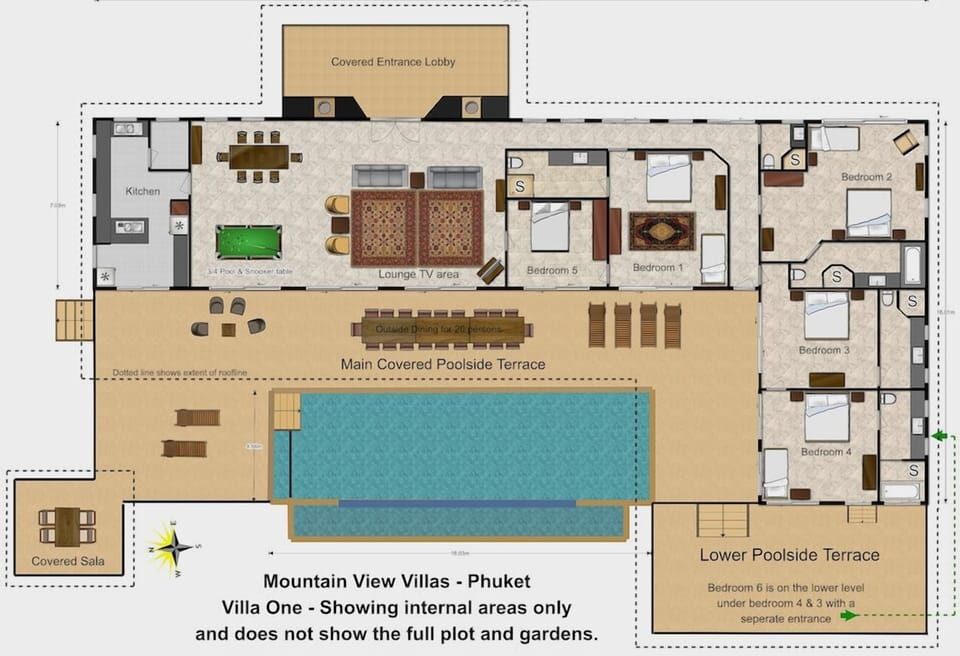 Mountain View Villa One - Plan view of interior detail.