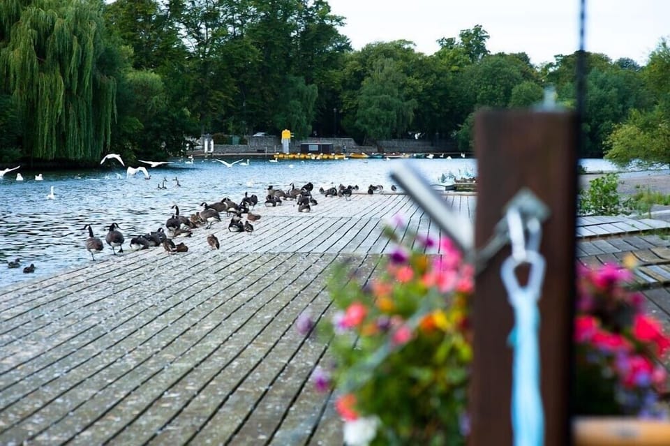 River Thames Garden and Eton College rowing rafts. Holiday cottage for 7, Eton.