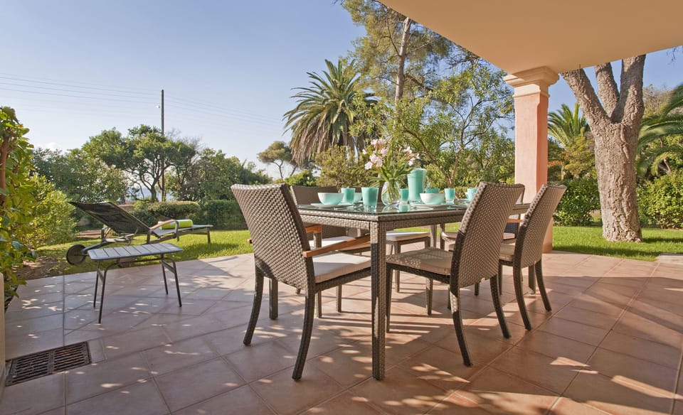 view from covered terrace looking towards the sea