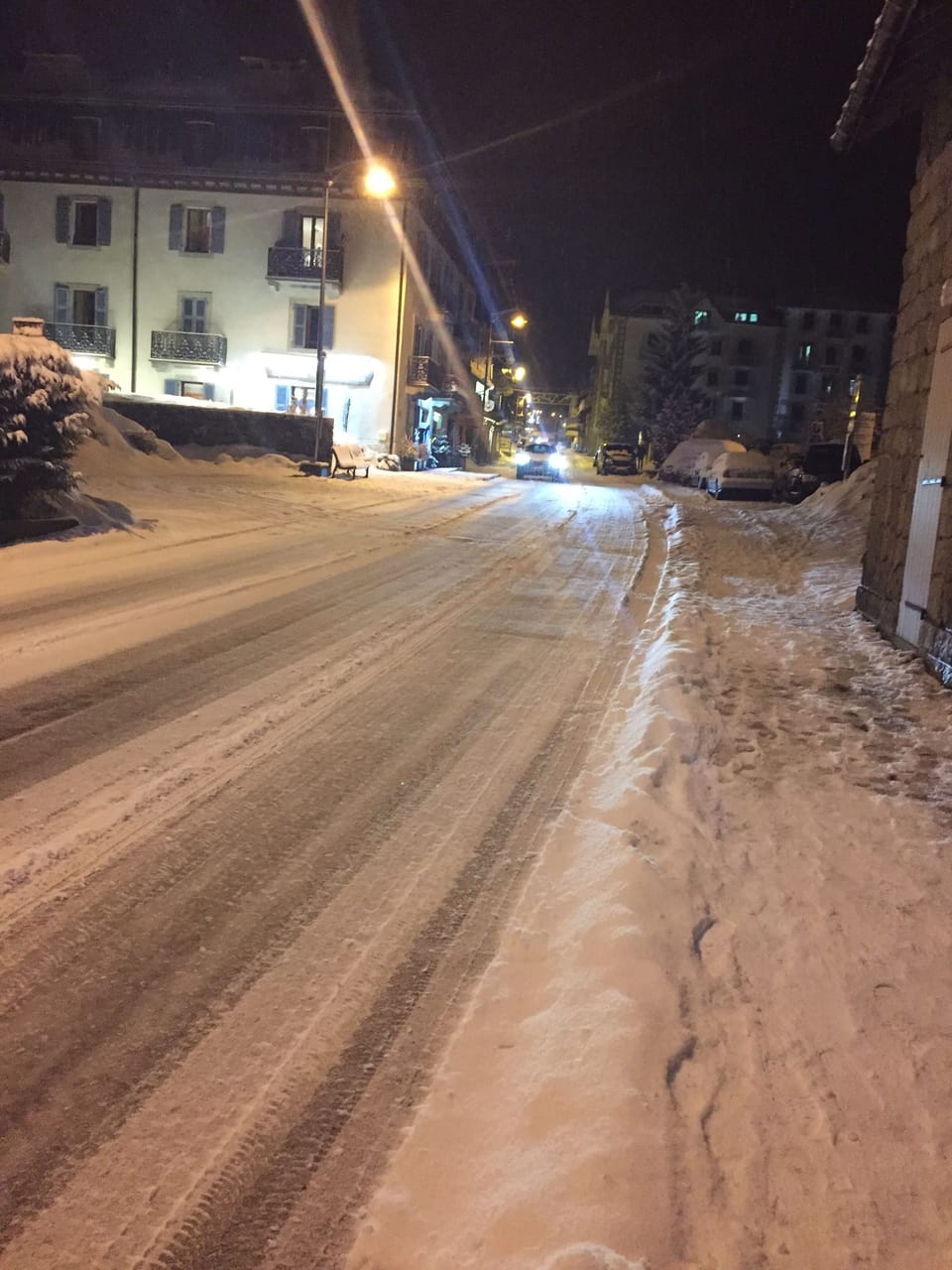 Main road, Argentière at night