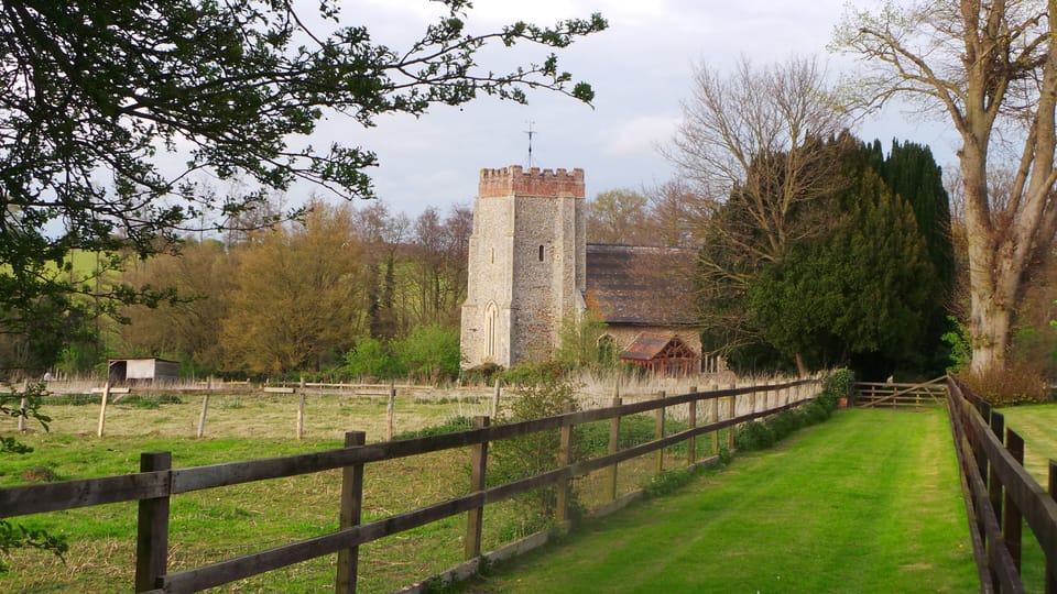 The church just 100 yards from the house.