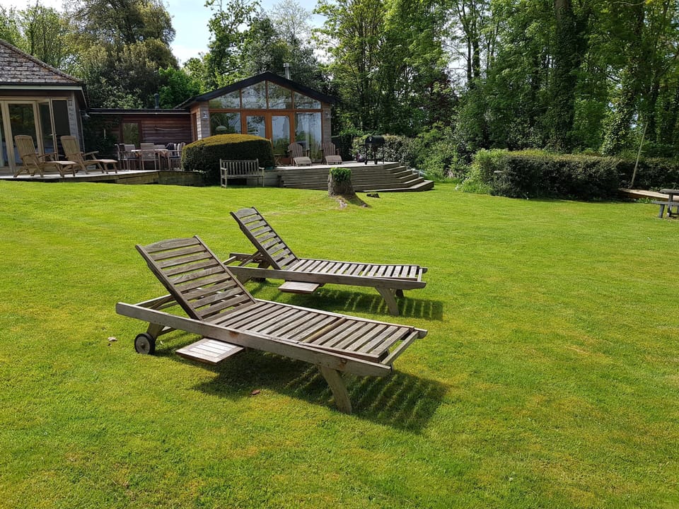 Sunbeds on the lawn