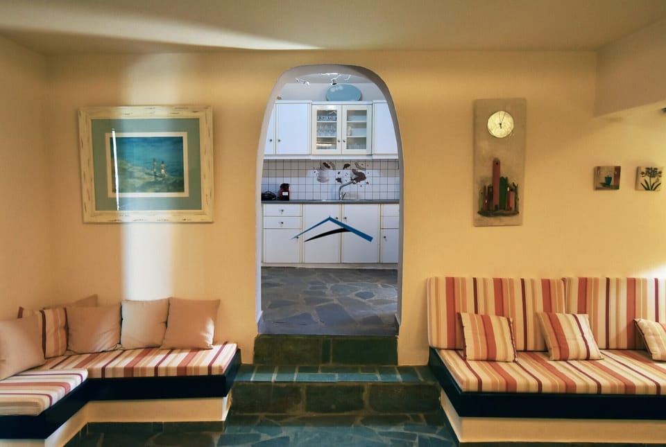 The living area and the kitchen