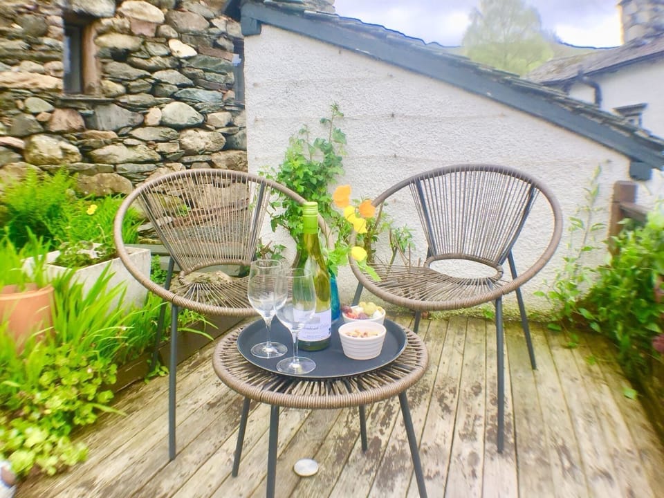 Well earned glass of wine after a hard day on the fells.