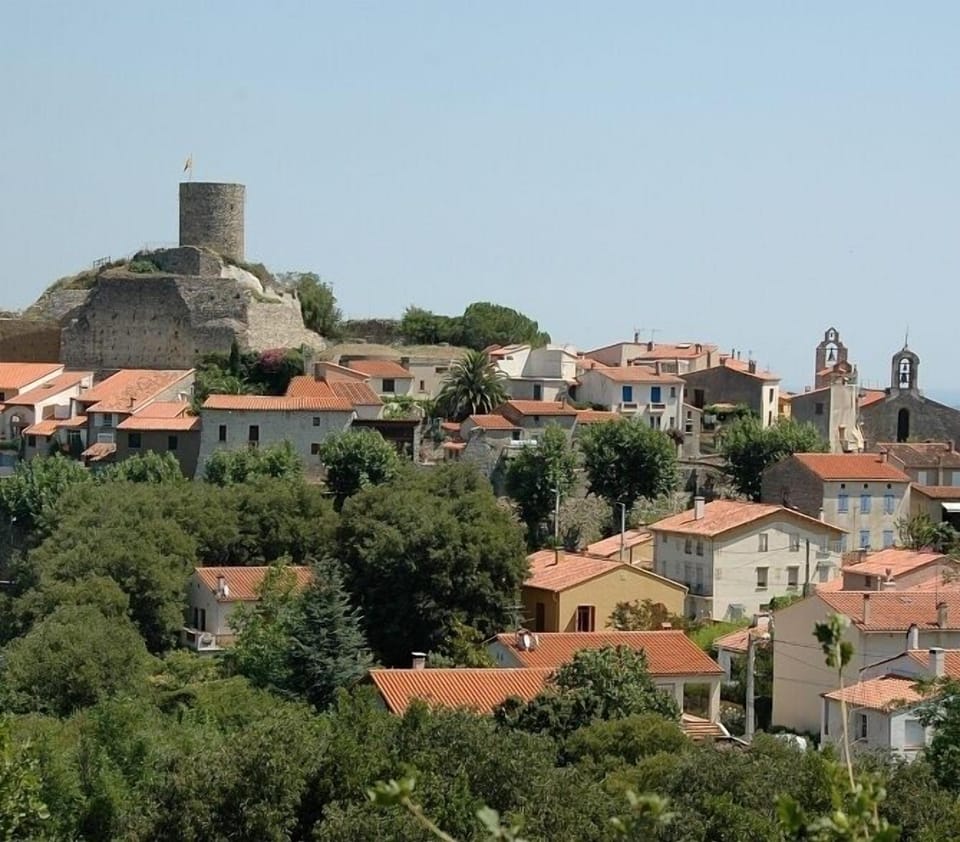 View of the old village of Laroque.