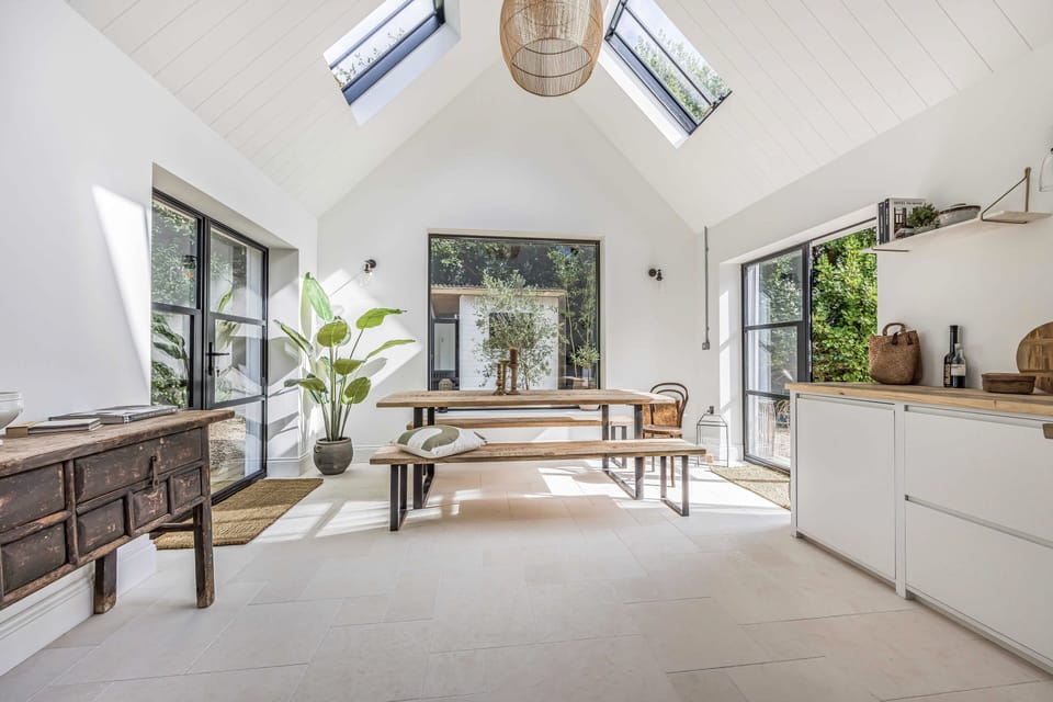 Vaulted Dining Room leading onto Garden