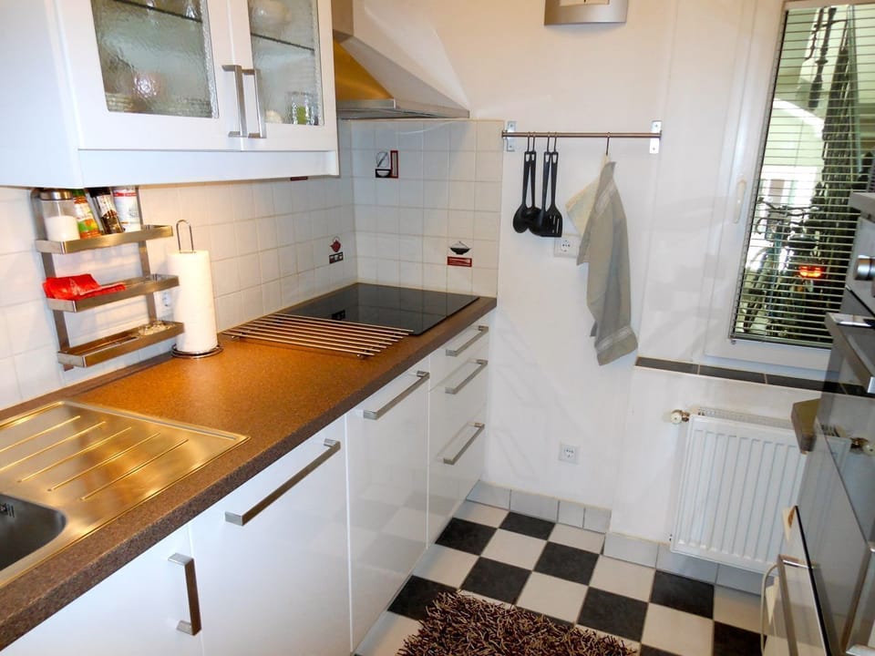 Modern kitchen with dish washer, induction stove...