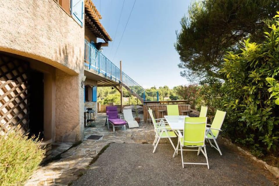 court with garden furniture