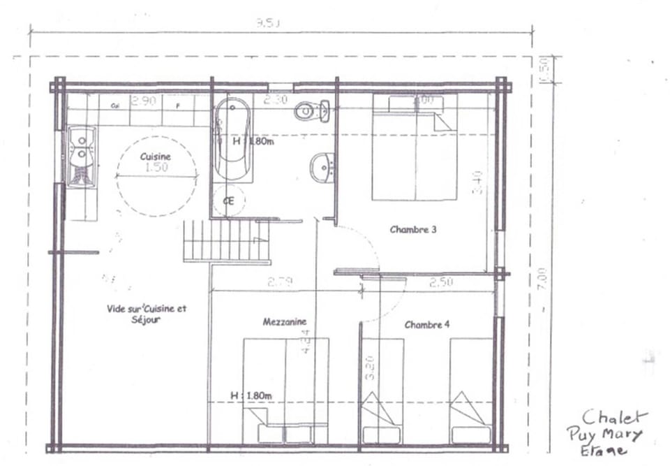 Plan du chalet "Puy Mary" étage