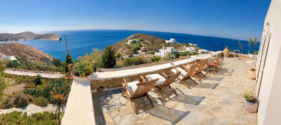 Main veranda with view of the Aegean. 