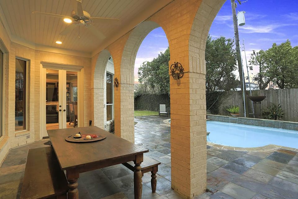 Outdoor covered seating with TV 
