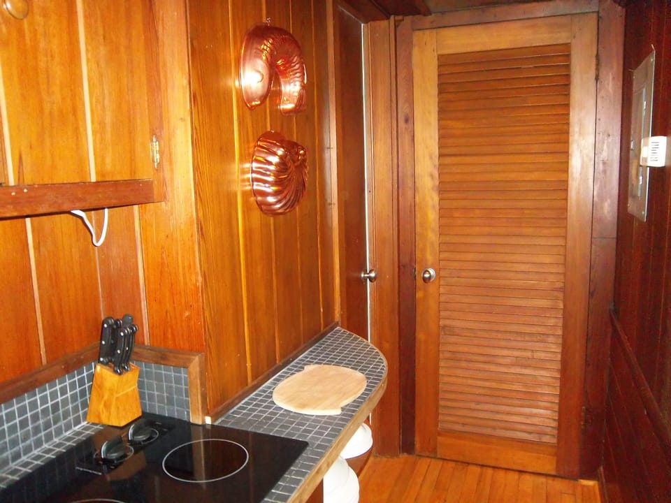 looking right into galley kitchen showing door to pantry on right