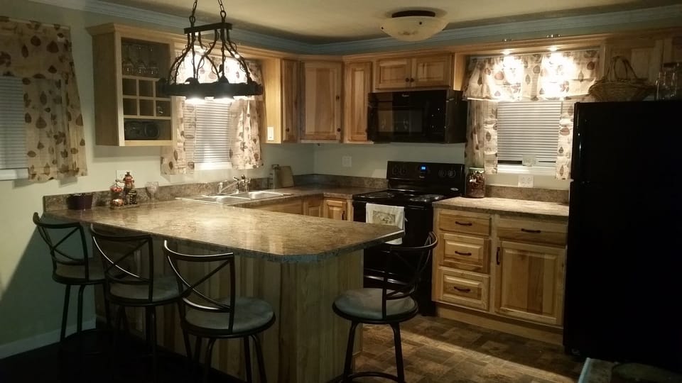 Our kitchen is completely furnished with pots, pans, silverware & linens.