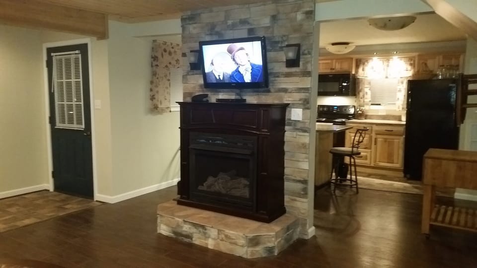 Gas fire place is remote controlled!