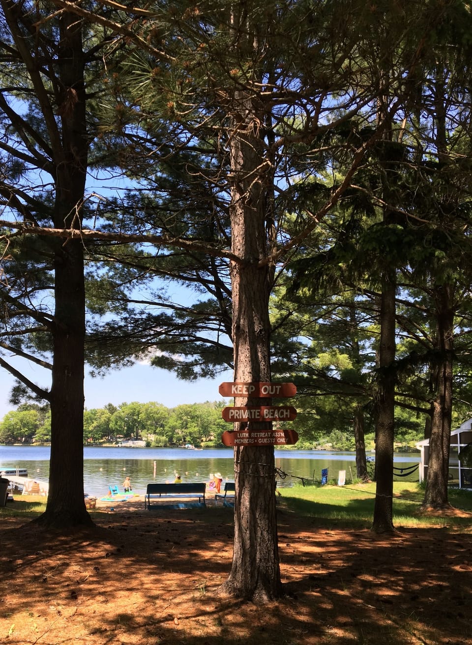 Private beach, a short 1 minute walk down the road. 