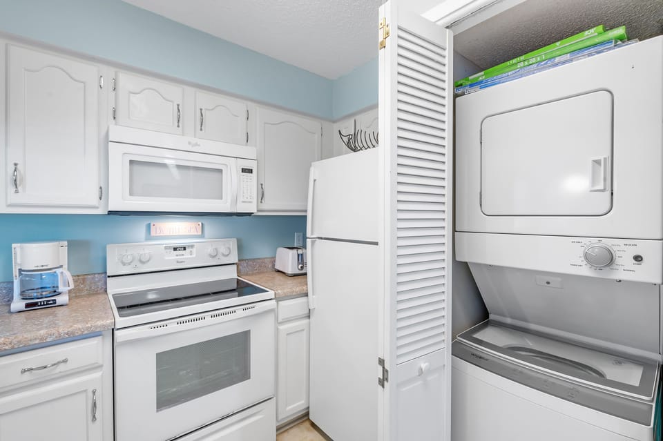 Washer and dryer located in the kitchen 