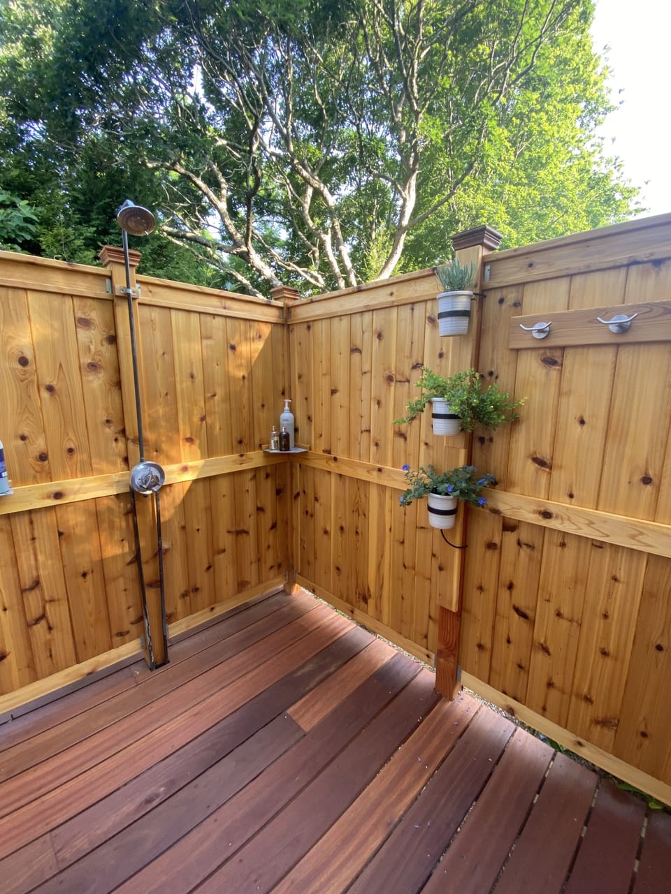 Direct access to outdoor shower from downstairs bathroom
