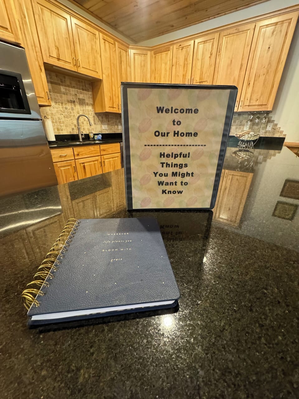 Look for our welcome book and please sign the guest book