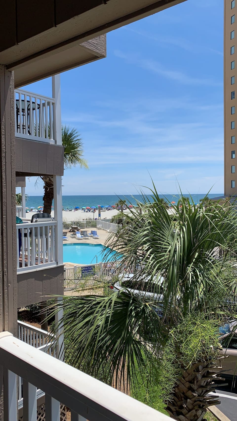JUNE 2019 My condo balcony view. It is 5 condos from the ocean. 