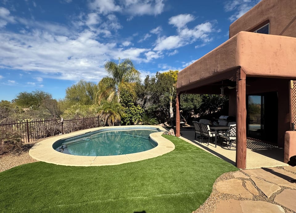 Large fenced private backyard