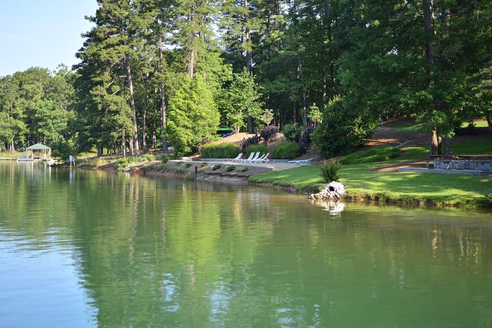 Beach and recreation area viewed from the marina.