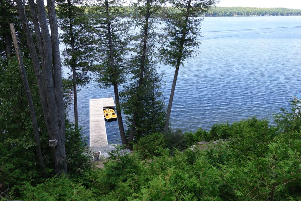 Looking down on the dock from the cottage deck.