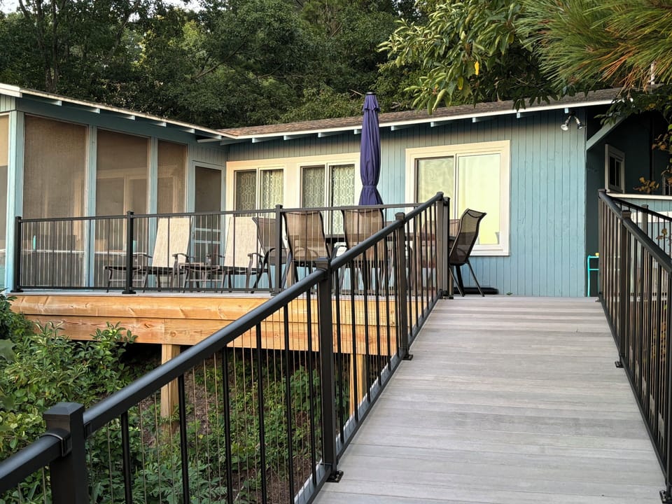 Lake side deck and screen porch.
