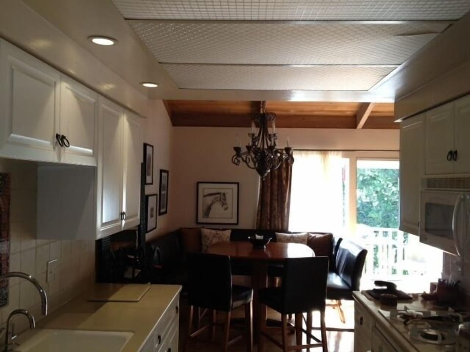 View from kitchen into dining area