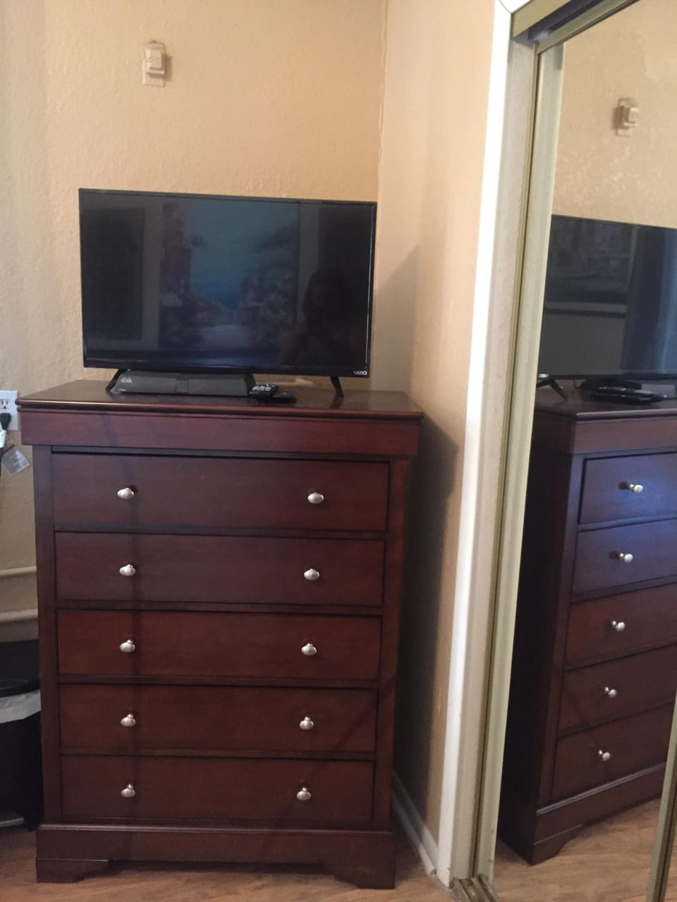 Bedroom #3 Dresser with Smart TV and DISH hopper box to watch all your shows